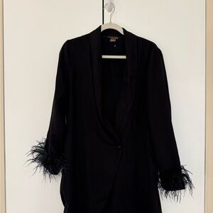 Women’s Black Feather Cuff Blazer Dress